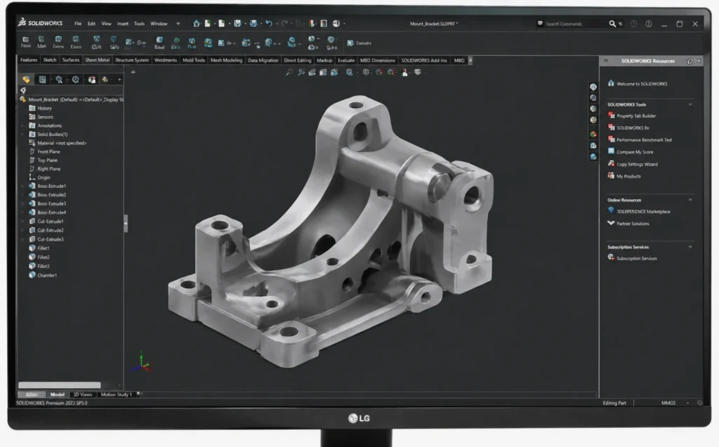 Diseño de una pieza mecánica en el software CAD SolidWorks