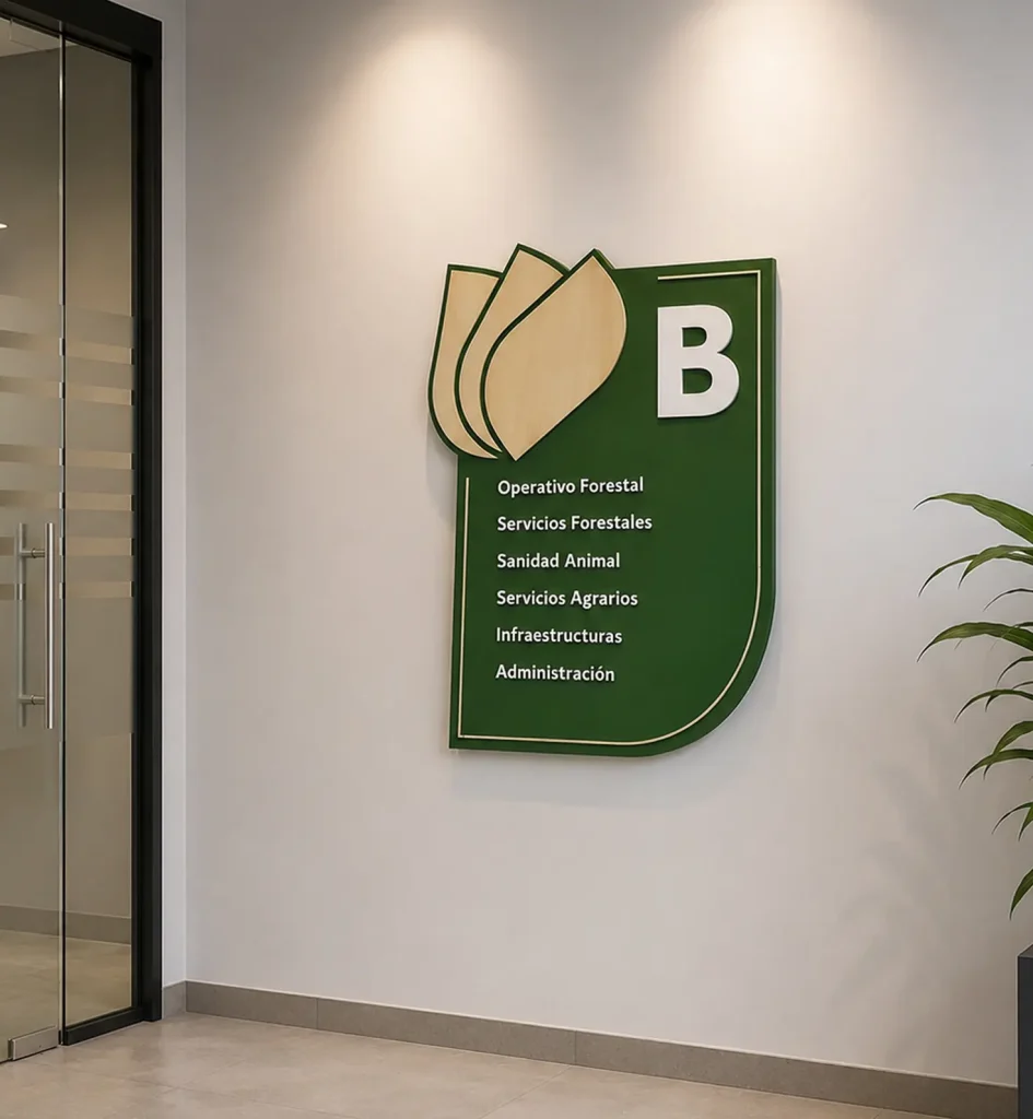 Señalética corporativa personalizada en puerta de cristal
