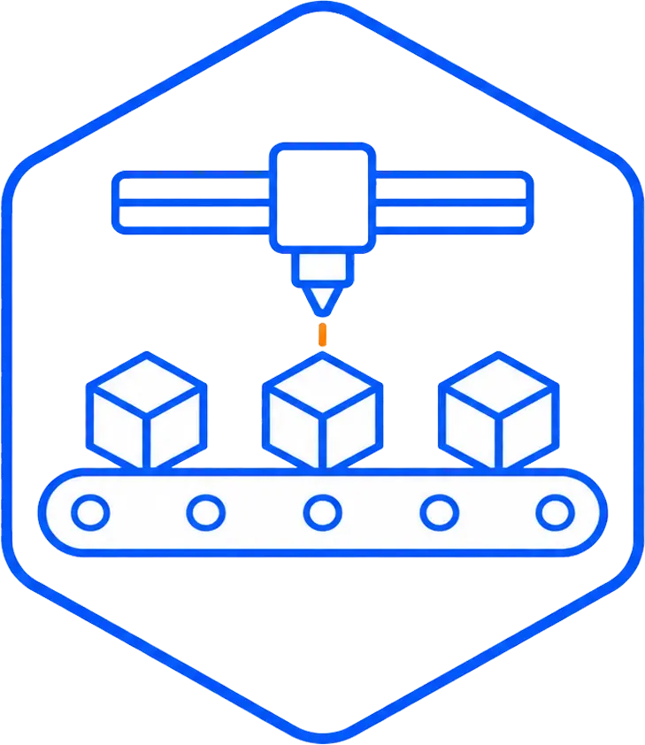 Icono de fabricación de piezas y series
