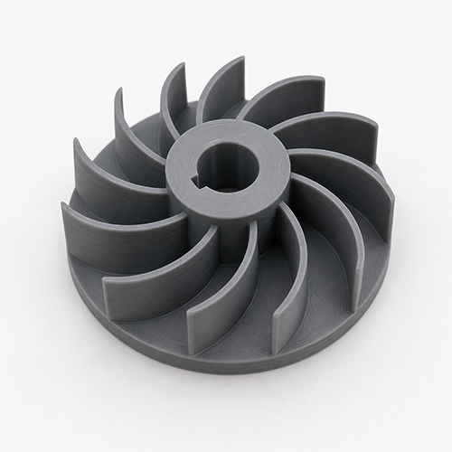 Reproducción de pieza tipo turbina fabricada en 3D